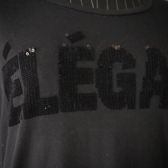 Black elegant top with subtle sequins - Picture 2 of 3